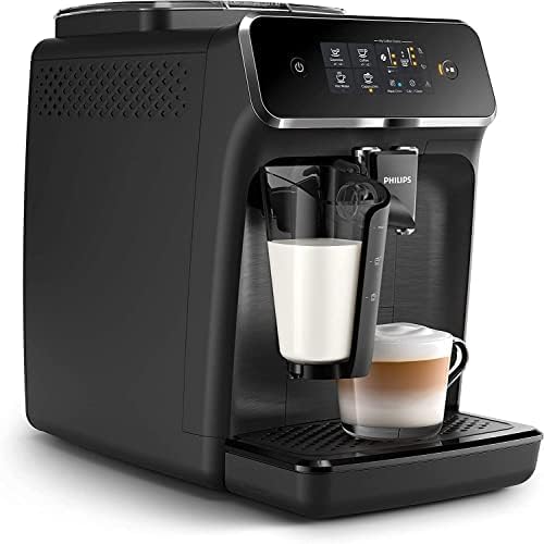 Philips 2200 Series Fully Automatic Espresso Machine - LatteGo Milk Frother, 3 Types of Coffee, Intuitive Touch Display, Black, (EP2230/14)