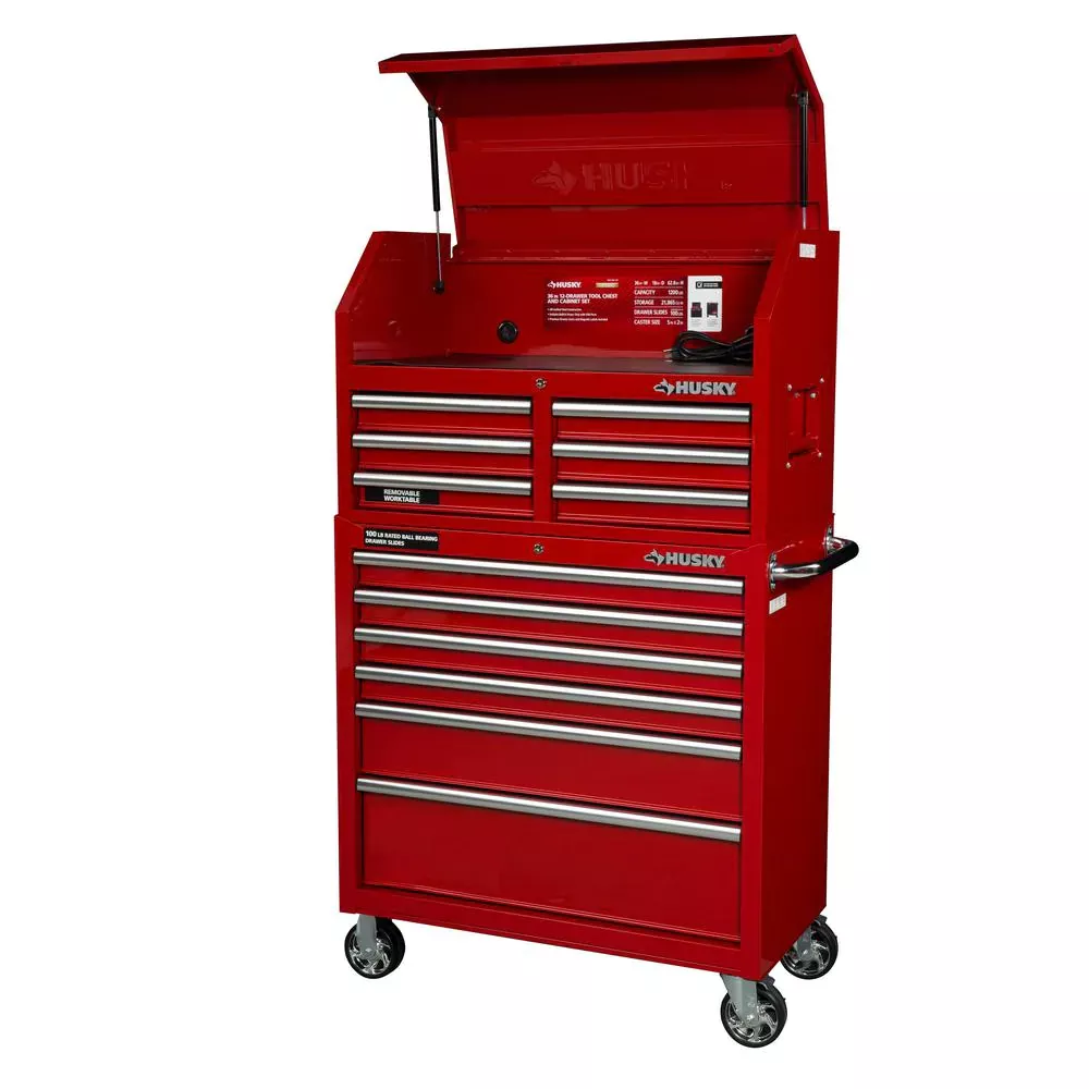 36 IN. 12-DRAWER TOOL CHEST UND CABINET COMBO IN GLOSS RED