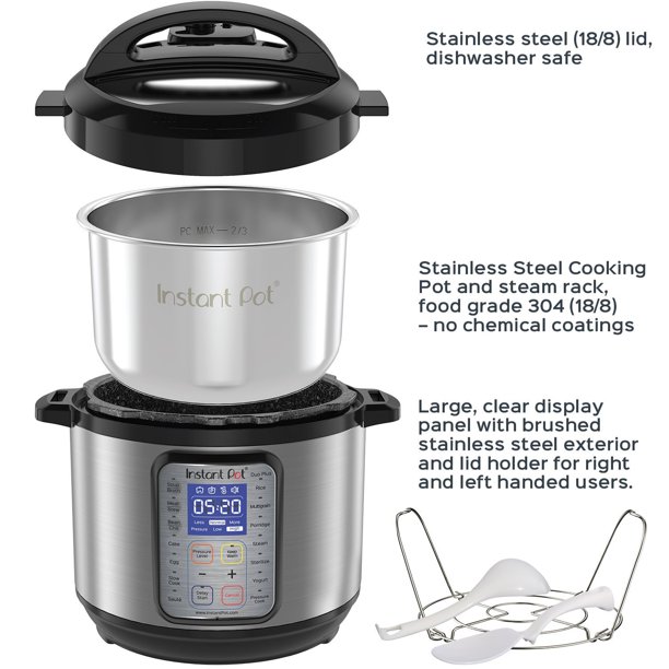 Instant Pot DUO Plus 8 Qt 9-in-1 Multi-Purpose Programmable Pressure Cooker, Slow Cooker, Rice Cooker, Yogurt Cooker, Egg Cooker, Sauté, Steamer, Warmer and Sterilizer