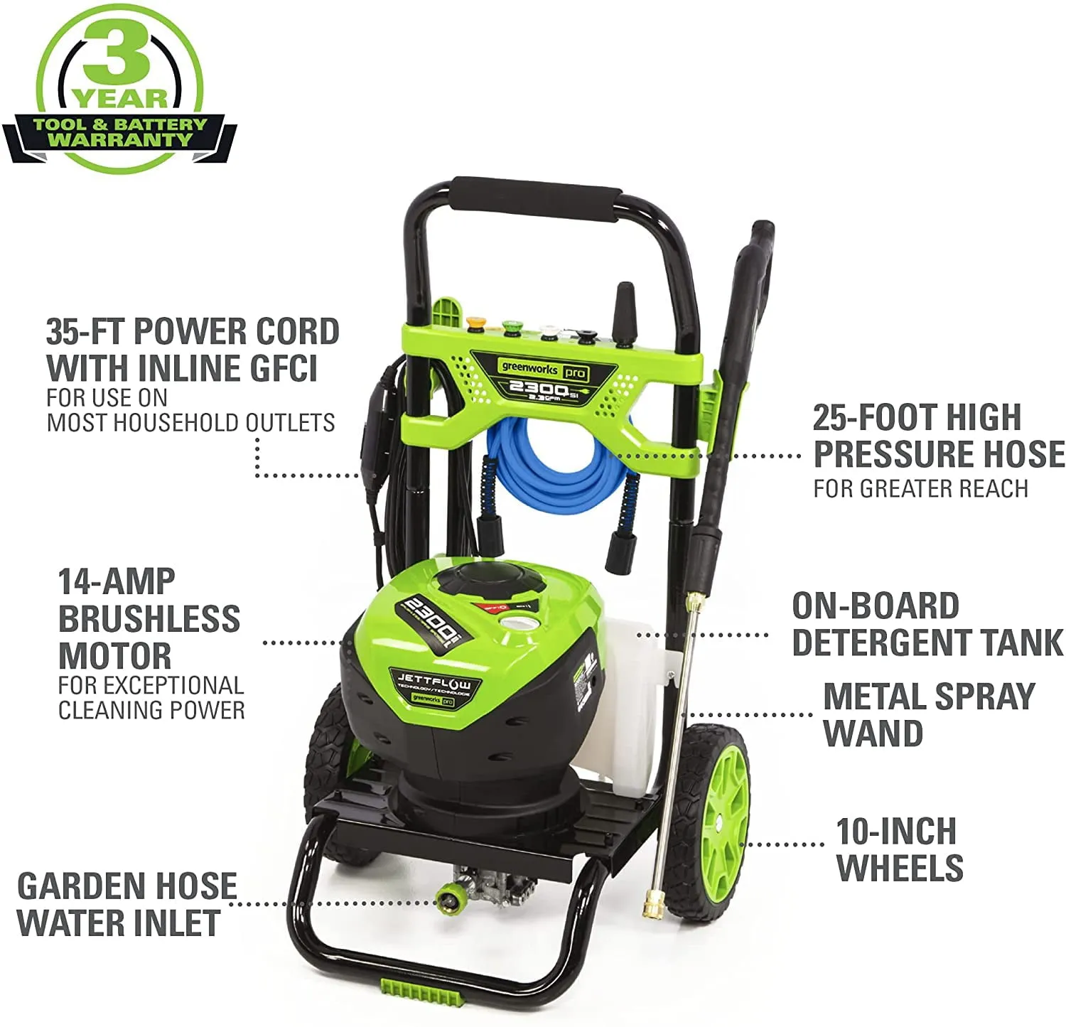 2300-PSI 14 Amp 2.3-GPM Brushless Pressure Washer