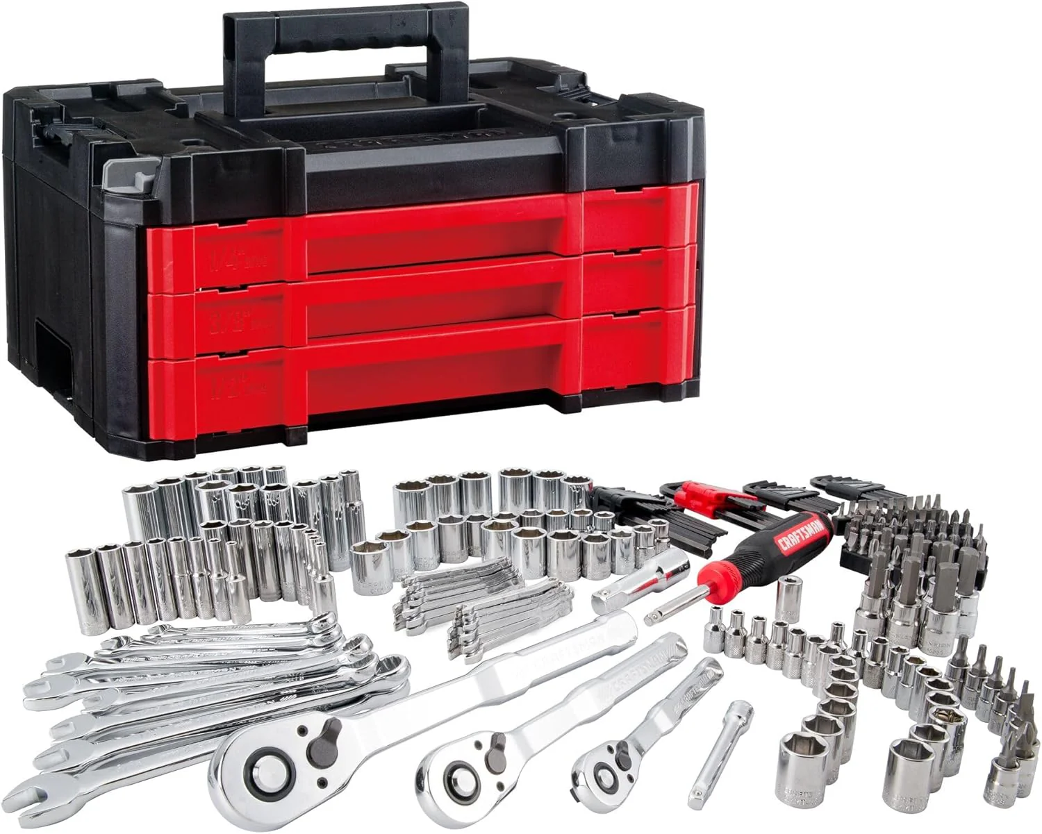 262-Piece Mechanic Tool Set, Master Socket Set with 3-Drawer VERSASTACK Tool Box, SAE/Metric Set